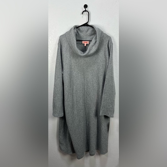 EVRI Women’s Rib Knit Gray Long Sleeved Dress Sz 2X Long NEW WTags Fall Career - Picture 1 of 9